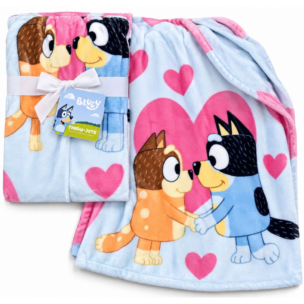 Bluey Bingo Plush Throw Blanket 60x70 Hearts Oversized Kids NWT BBC Studios